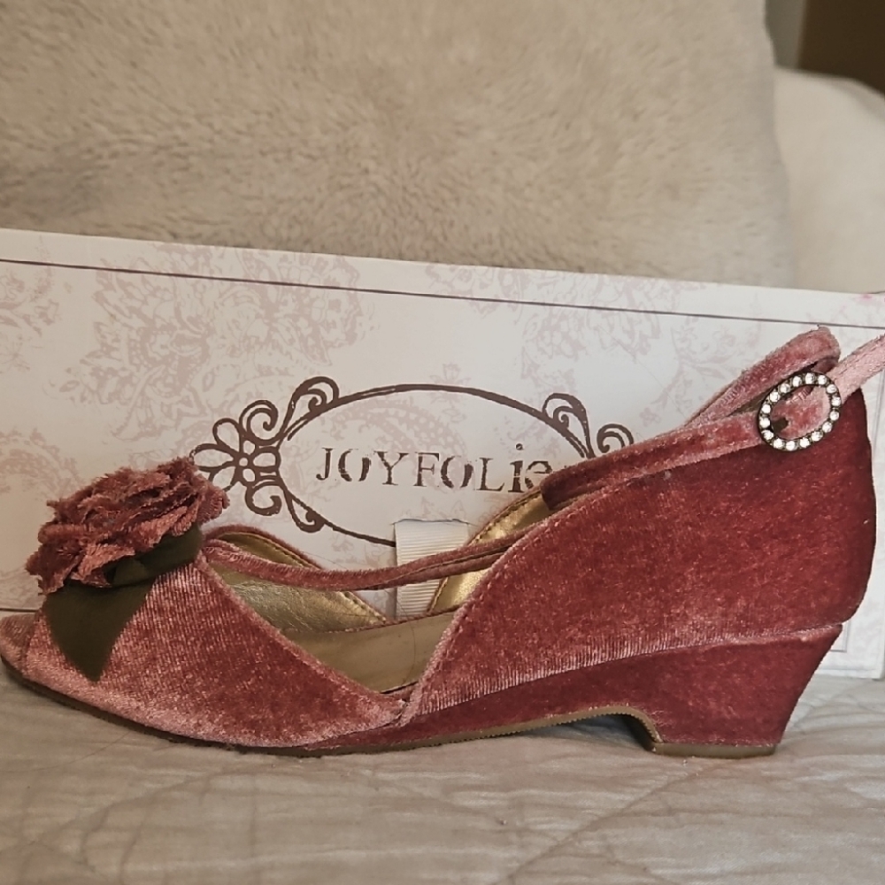 Joyfolie Pink Velvet Kids Wedges